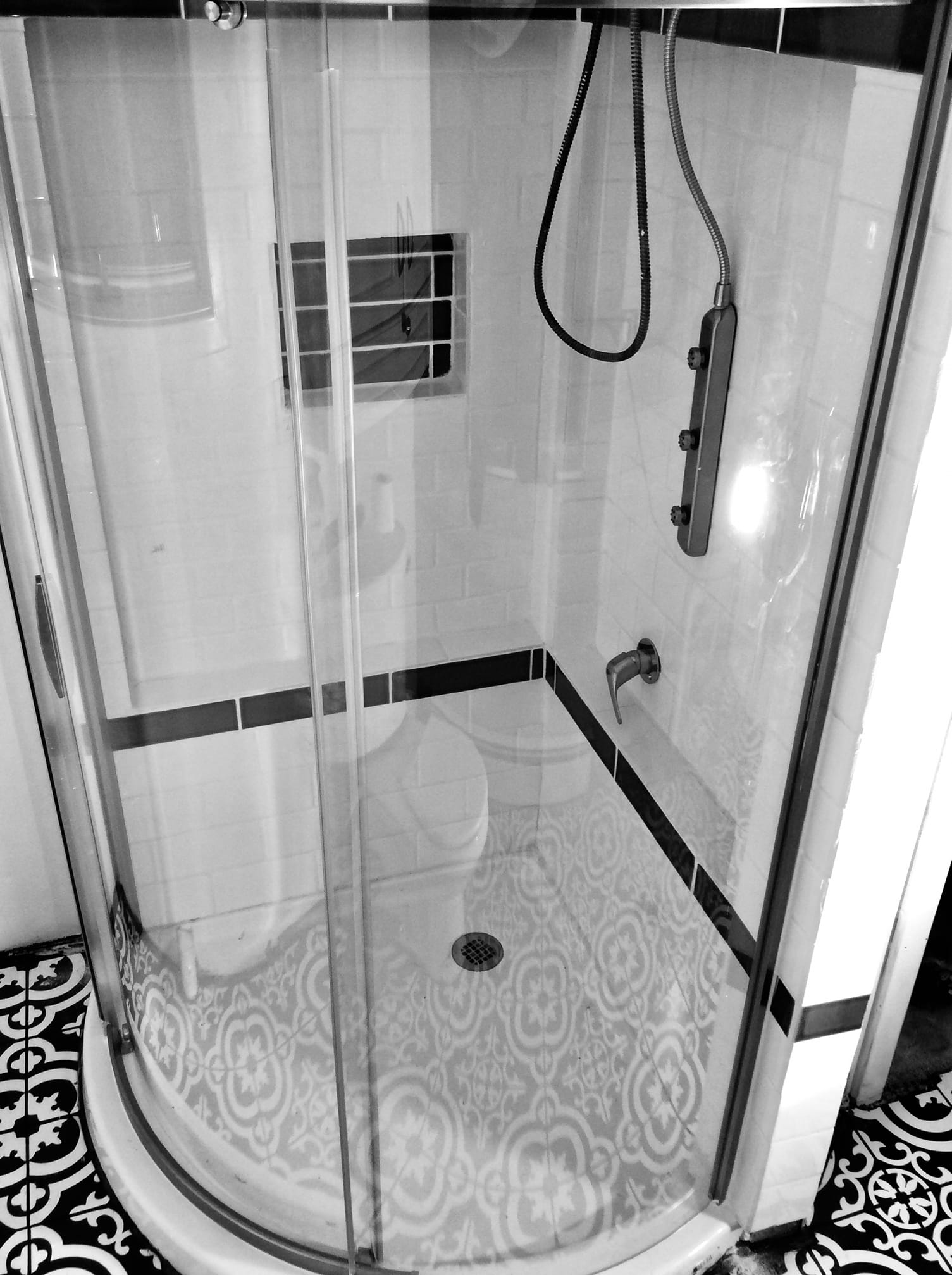 A sharp little standup shower stall in New Gloucester, Maine bathroom remodel