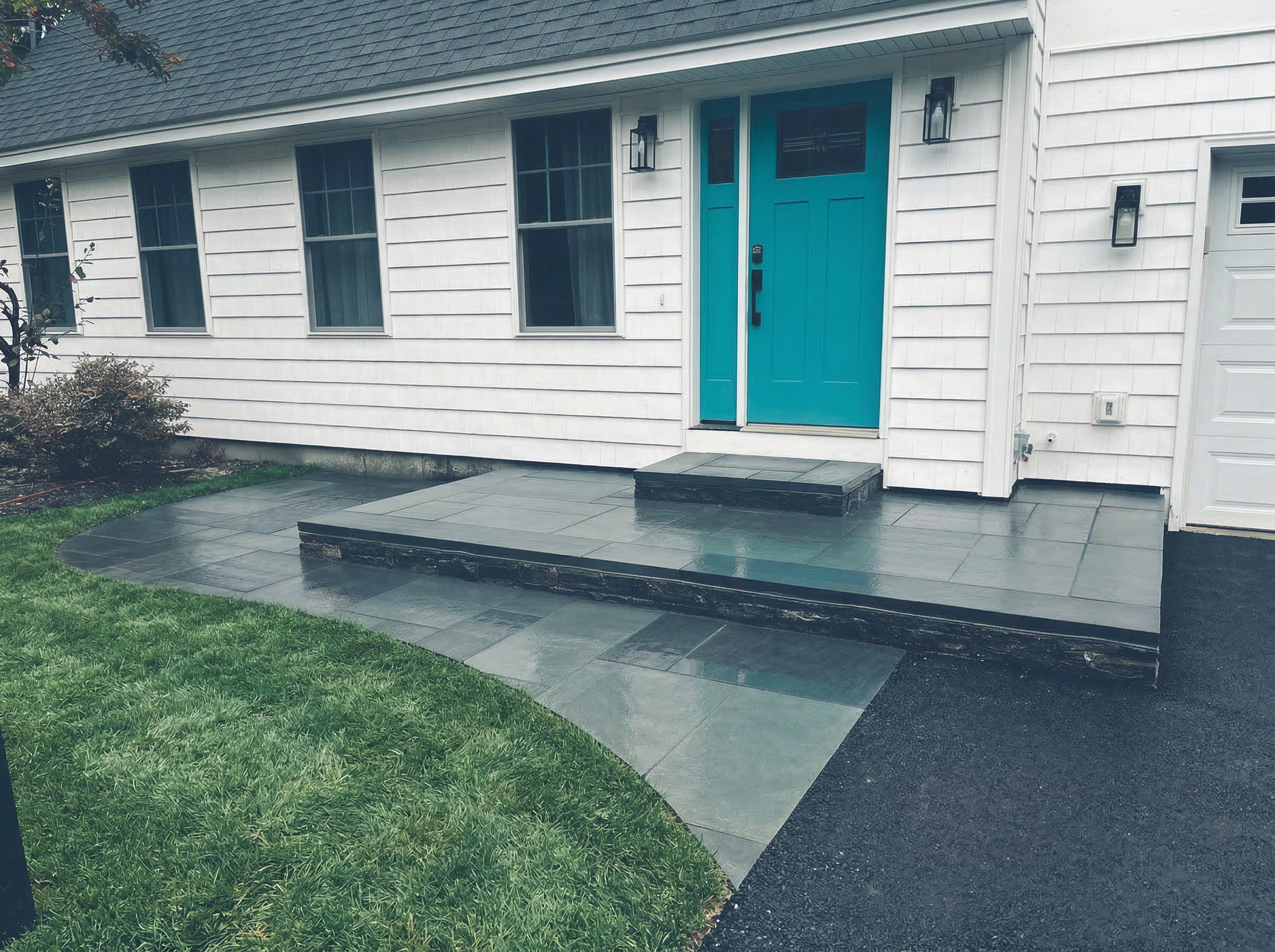Walkway, patio, granite, bluestone