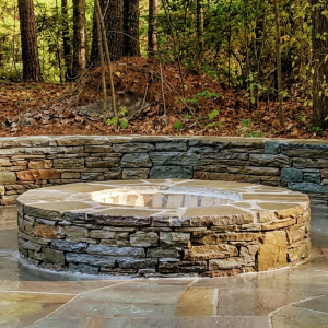 Bluestone Patio w/Fire pit & sitting wall, Gorham, Maine