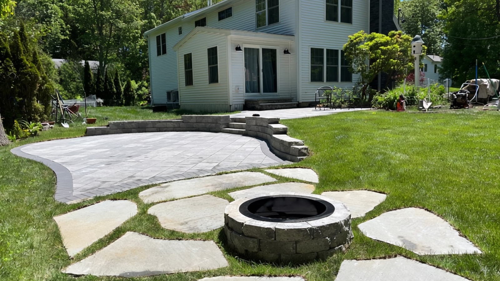 Two Tier Patio w/ Fire Pit Area, Cousins Island, Yarmouth, ME