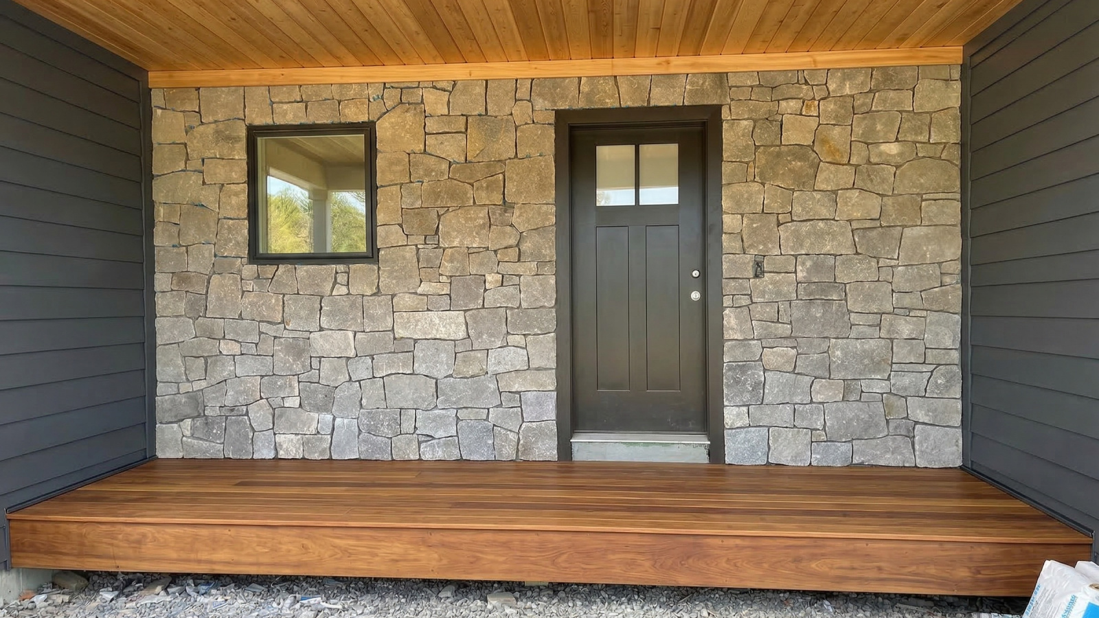 Weathered Granite thin-stone veneer, Pownal, Maine